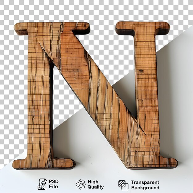 3d letra de madera n alfabeto png aislado en fondo transparente