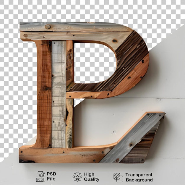 3d letra de madera p alfabeto png aislado en fondo transparente