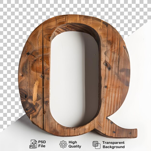 3d letra de madera q alfabeto png aislado en fondo transparente