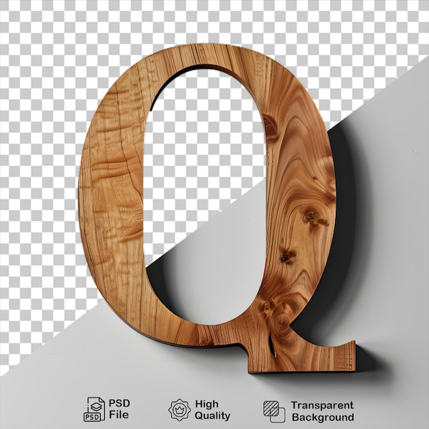 3d letra de madera q alfabeto png aislado en fondo transparente