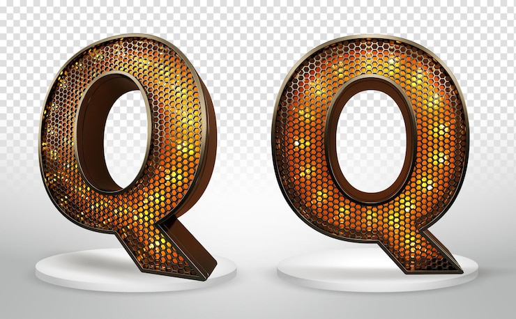 PSD 3d letra q com luzes e grade