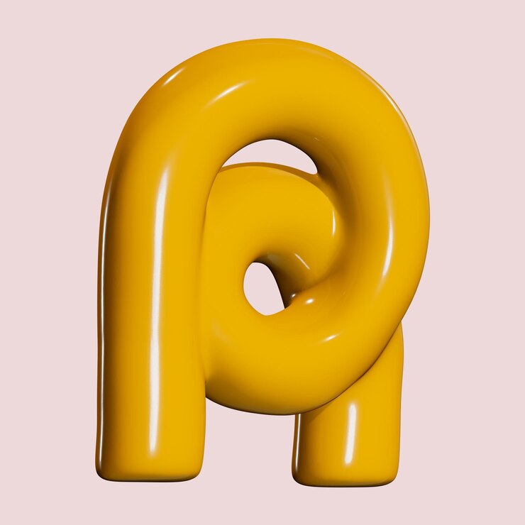 PSD 3d la letra r amarilla