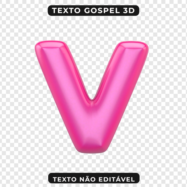 3D Letra rosa V para el texto del Evangelio