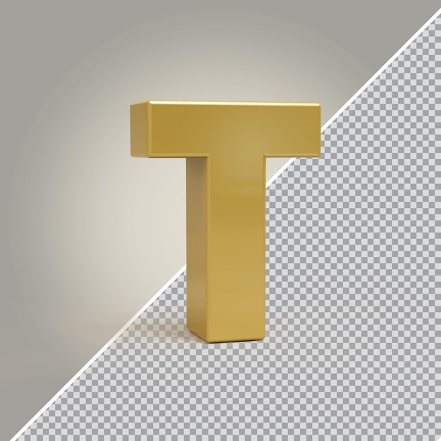 3d letra t oro de lujo