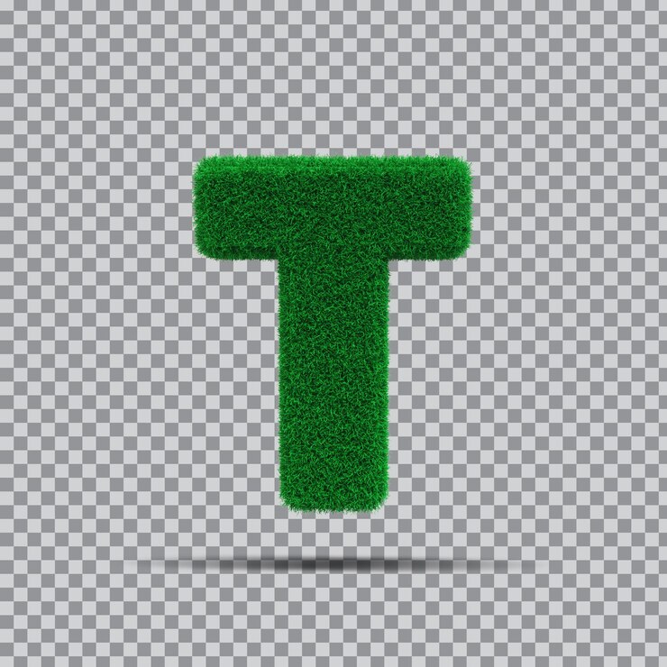 PSD 3d letra t de verde hierba