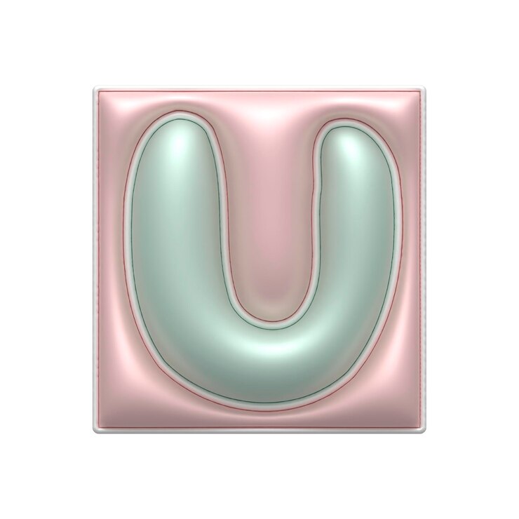 PSD 3d letra u em cores pastel