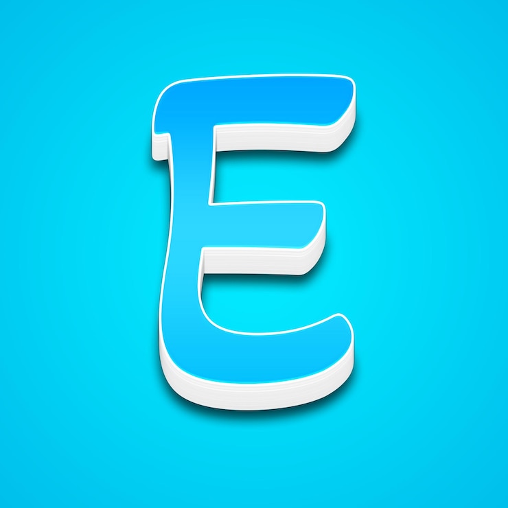 PSD 3d letter e