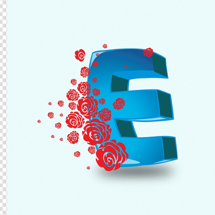 PSD 3d letter e
