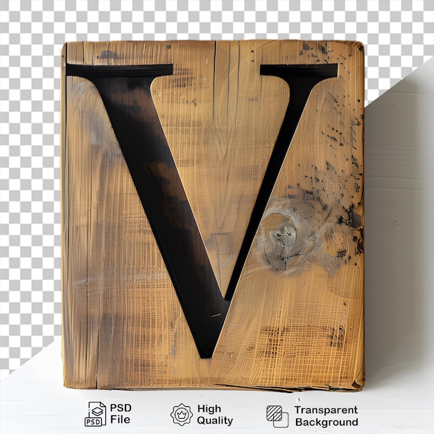 3d Lettre En Bois V Alphabet Png Isolé Sur Un Fond Transparent