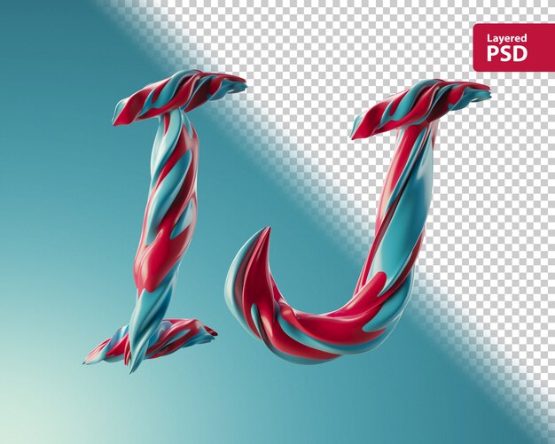 3d Lettres Ij Faites De Deux Tourbillons De Couleur