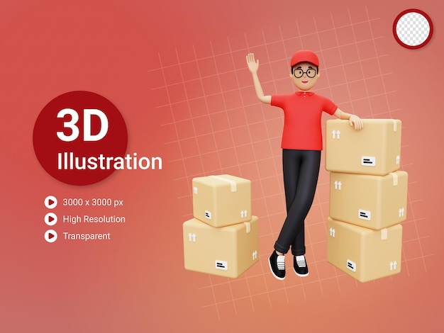 3d Lieferbote, der auf die Hand verzichtet