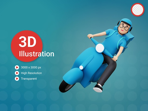 3D-Lieferbote wird Paketkonzeptillustration liefern