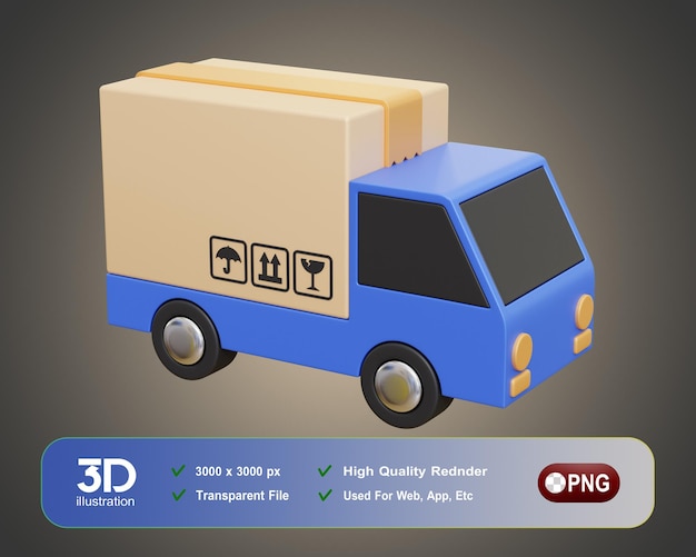 3d-lieferservice-symbol-illustration 3d-lkw-box