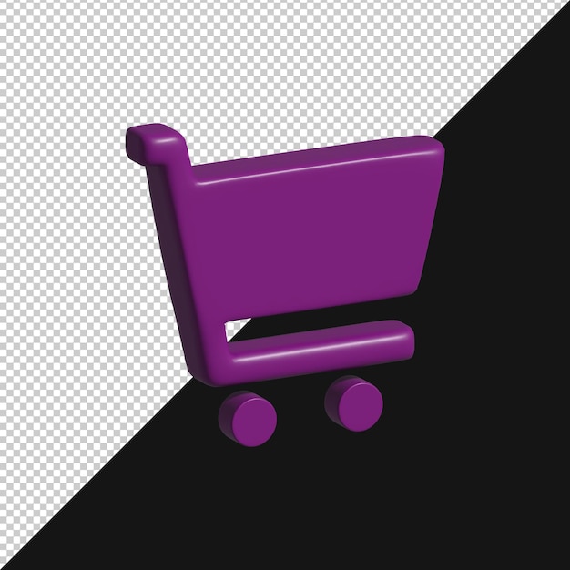 3D-Lila-Einkaufswagen-Symbol