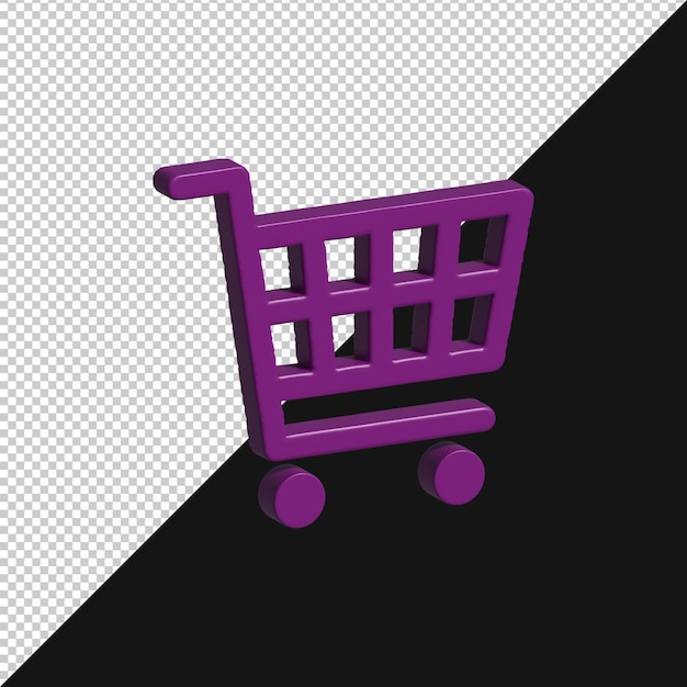 3D-Lila-Einkaufswagen-Symbol