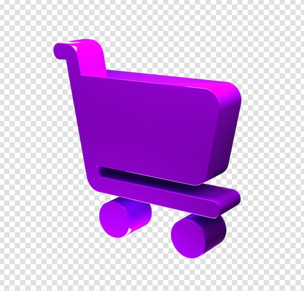 3D-Lila-Einkaufswagen-Symbol