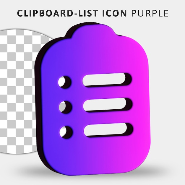 3d-lila listensymbol auf transparentem hintergrund