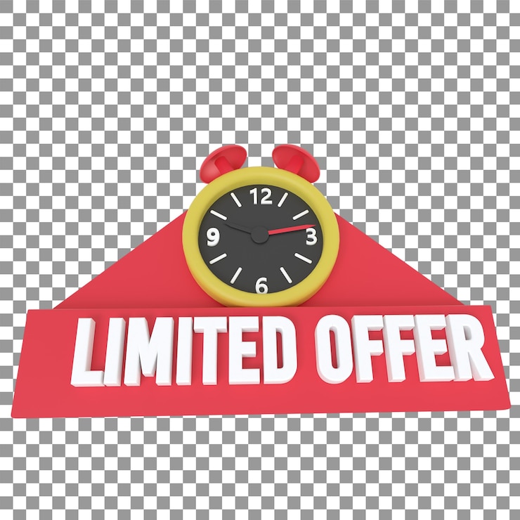 PSD 3d limited offre l'icona con il conto alla rovescia del tempo super shop offerta etichetta