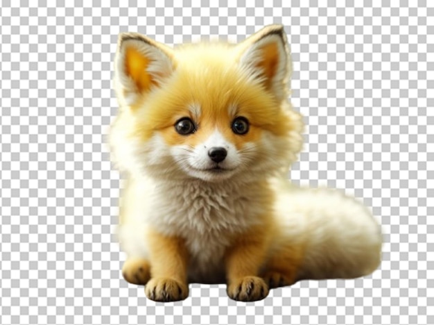 PSD 3d lindo bebé zorrito amarillo y blanco