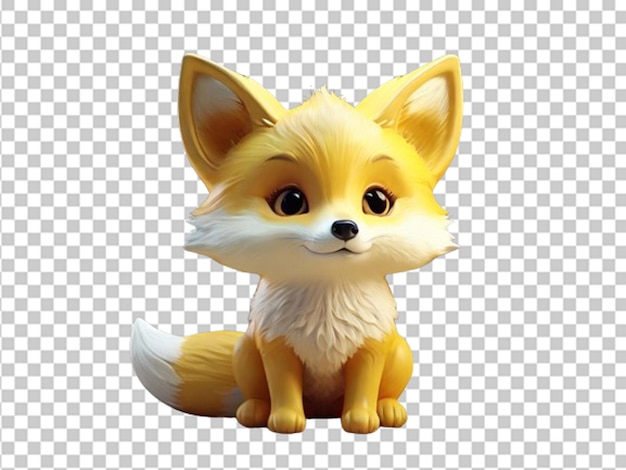 PSD 3d lindo bebé zorrito amarillo y blanco