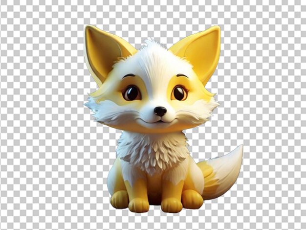 PSD 3d lindo bebé zorrito amarillo y blanco