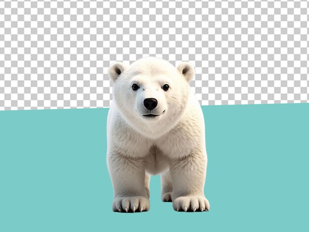 3d lindo oso polar camina hacia la cámara aislado fondo blanco