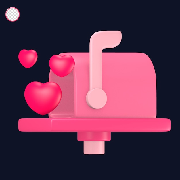 3d lindo rosa día de san valentín icono buzón amor