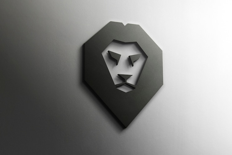 PSD 3d lion logo mockup
