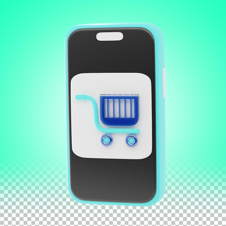 PSD 3d liquid glass online marketplace app icon with futuristic transparent glossy ecommerce design
