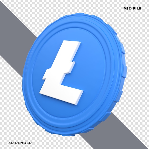 3D Litecoin LTC Crypto Coin auf transparentem Hintergrund gerendert