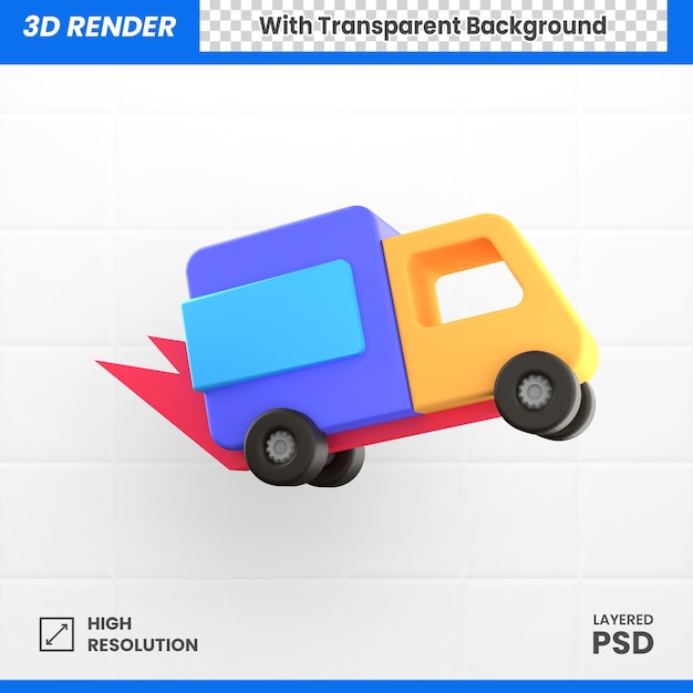 PSD 3d lkw kostenlose lieferung symbol abbildung