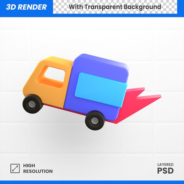 PSD 3d lkw kostenlose lieferung symbol abbildung