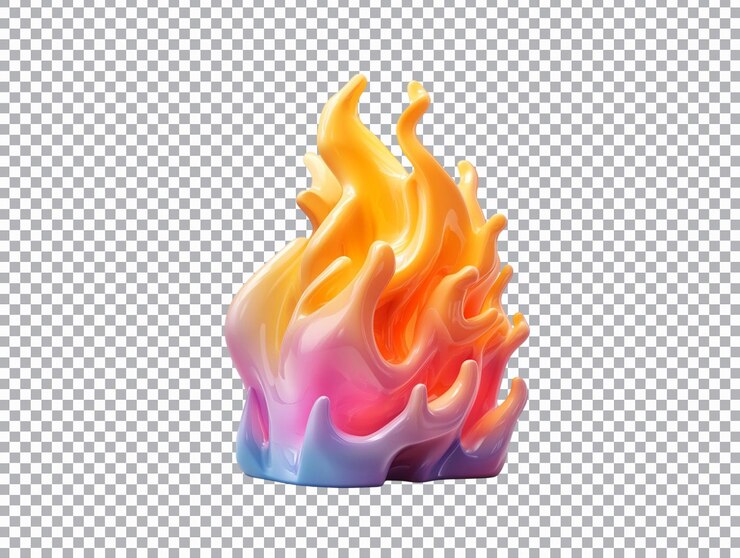 PSD 3d llama de fuego aislada sobre un fondo transparente