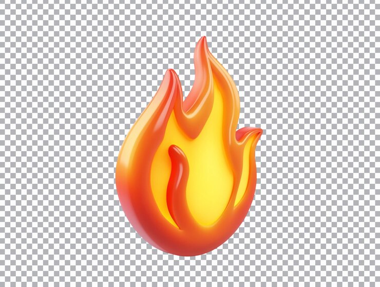 PSD 3d llama de fuego aislada sobre un fondo transparente