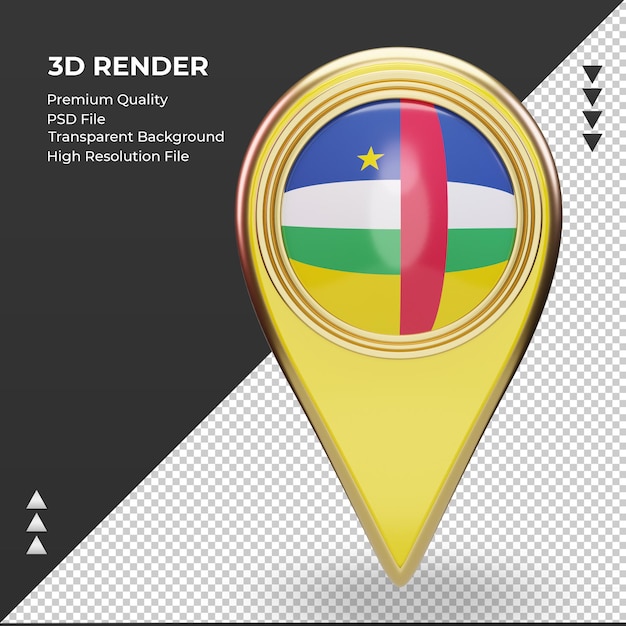 3d localização da bandeira da república centro-africana renderizando vista frontal