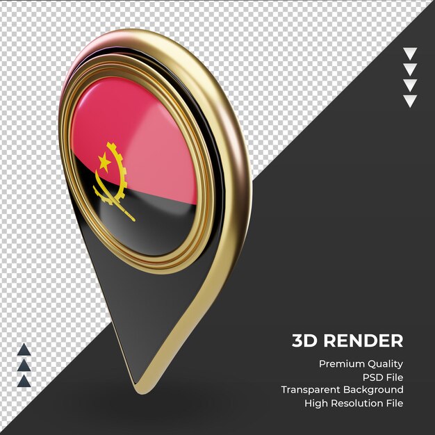 3D localização da bandeira de Angola com renderização vista direita