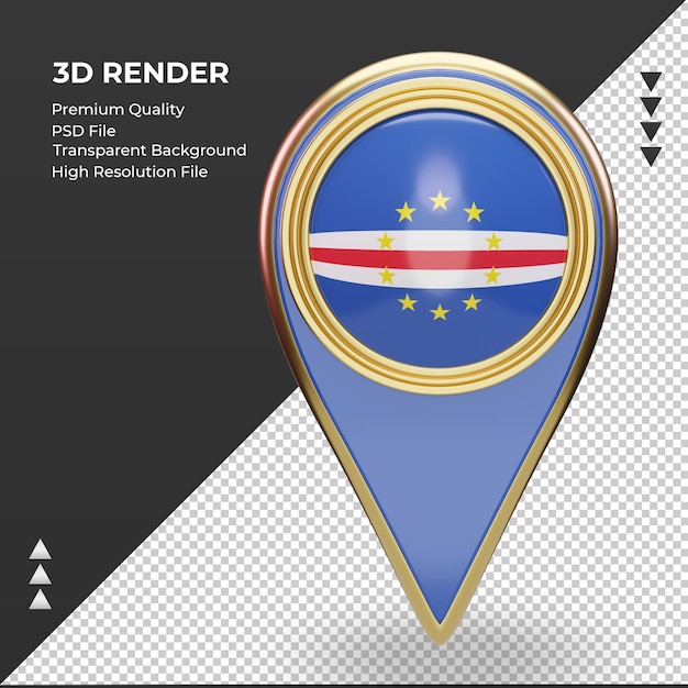 3d localização da bandeira de cabo verde com renderização vista frontal