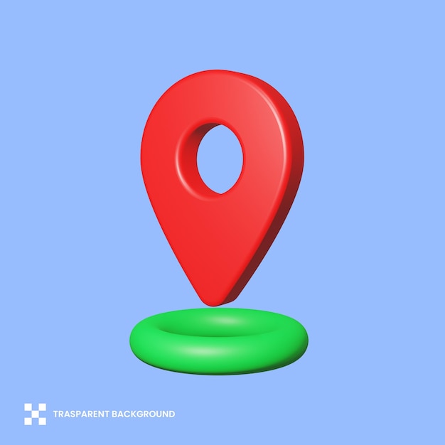 3d location icon with transparent background