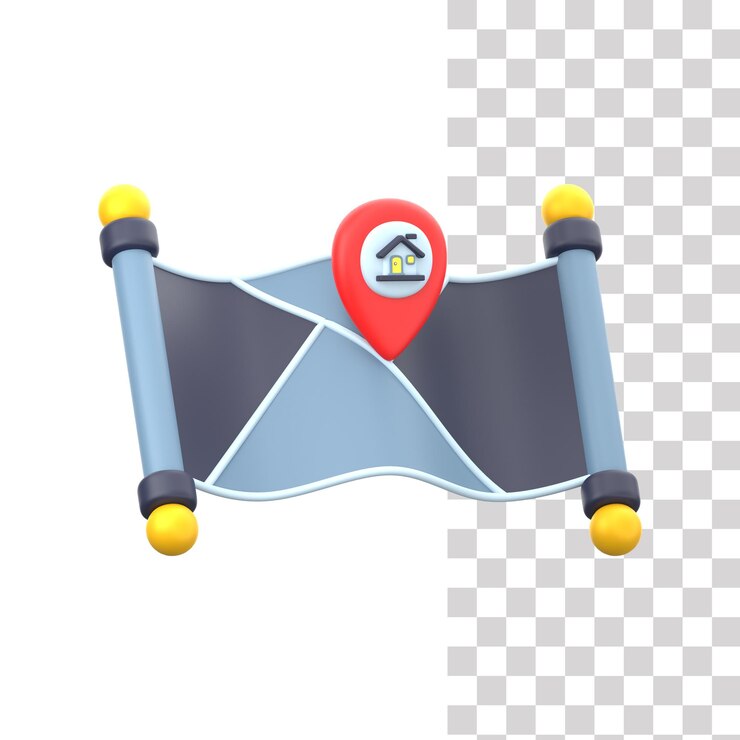 PSD 3d location market illustration