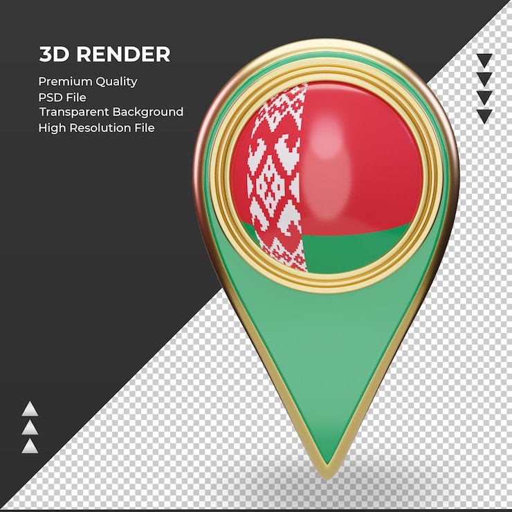 PSD 3d location pin belarus flag rendering front view