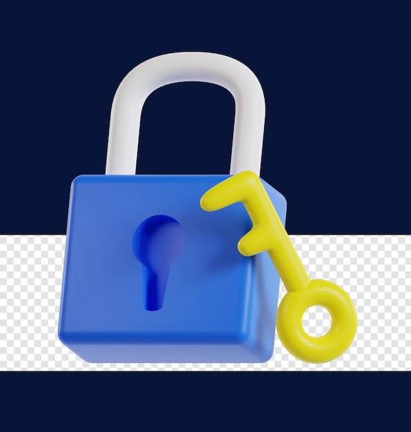 3D Lock Secure Icon Illustration