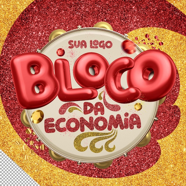 PSD 3d logo bloco econômico para carnaval no brasil