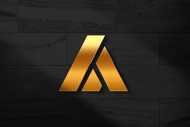3d logo dorato mockup sfondo in marmo nero