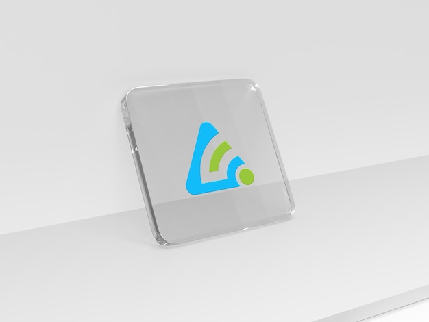 PSD 3d-logo-icon-app-modell mit lichteffekt