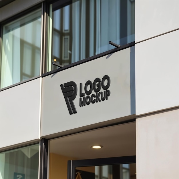 3D-Logo-Mockup auf dem Gebäude