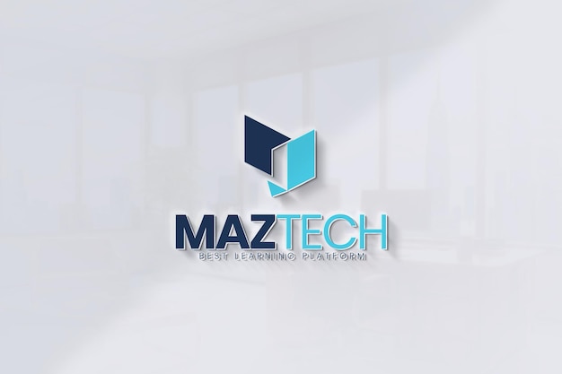 3D-Logo-Mockup auf sauberem weißen Hintergrund