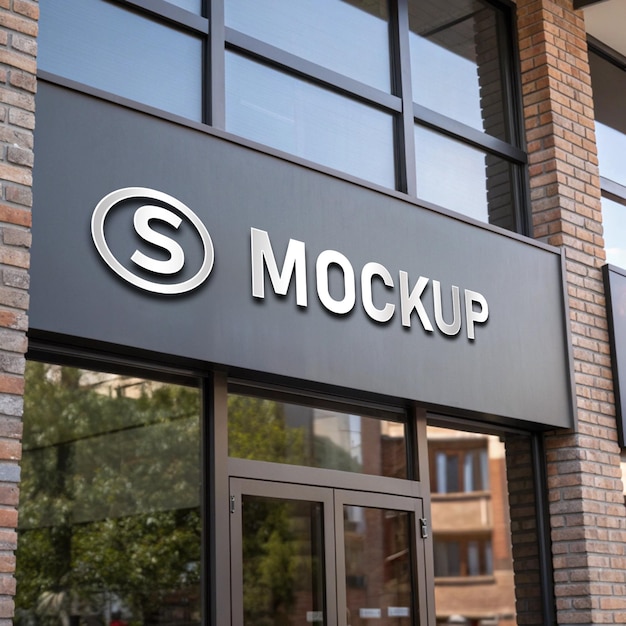 3D-Logo-Mockup auf schwarzem Fassaden-Shop-Schild