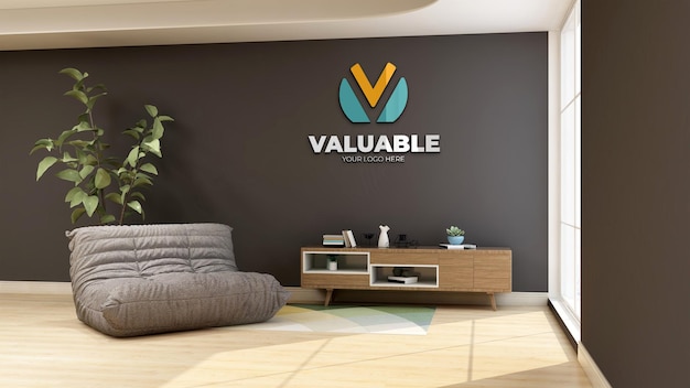 3d-logo-mockup im wartezimmer der bürolobby