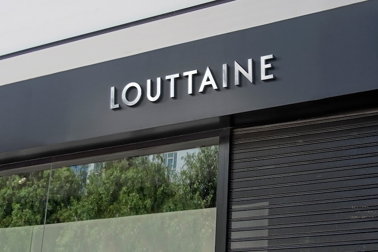 3D Logo Mockup Modern Facade Chrome Sign