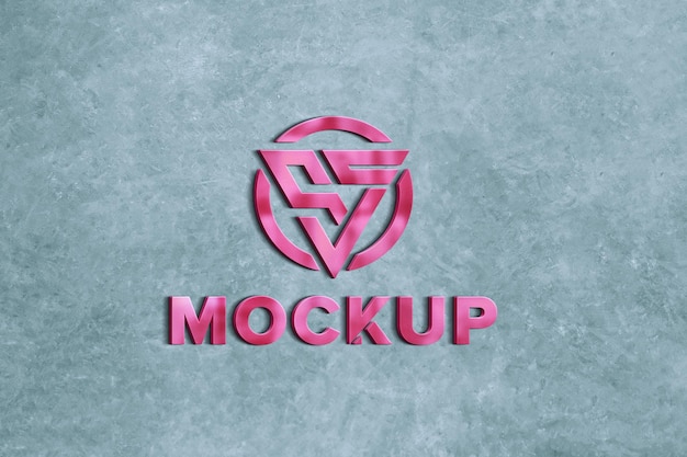 3d logo mockup on light pink stone wall